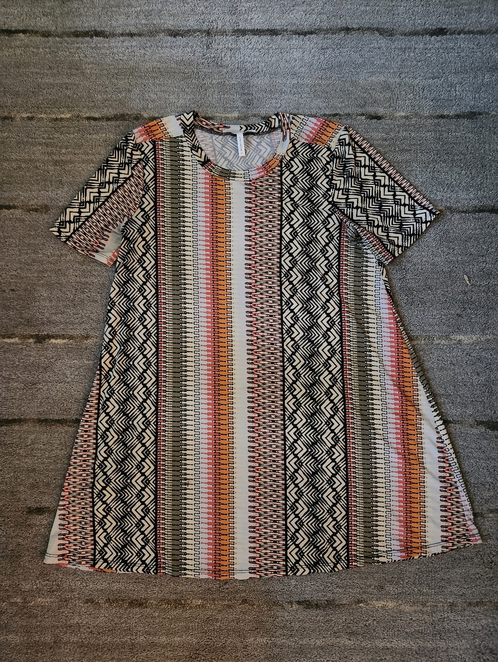 BCBGeneration Multi-Color Patterned Knit Dress — Black, White, Pink & Orange